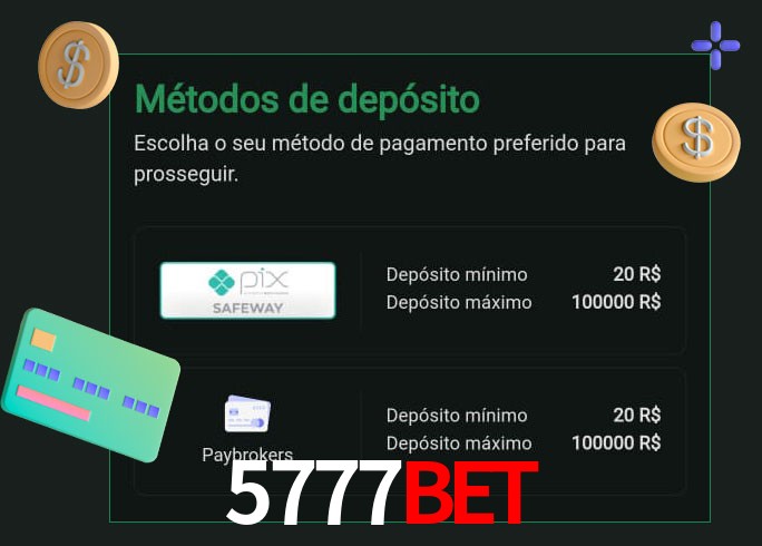 O cassino 5777bet oferece uma grande variedade de métodos de pagamento